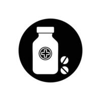 Medicine bottle with tablet icon. Rounded Button Style Editable Vector EPS Symbol Illustration.