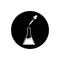 Chemical Experiment Icon with Flask and Pipped. Rounded Button Style Editable Vector EPS Symbol Illustration.