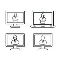 Online Business line icon set. Flat style vector EPS.