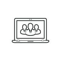 Online Business Team line icon. Flat style vector EPS.