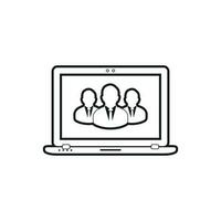 Online Business Team line icon. Flat style vector EPS.