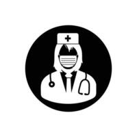 Female Surgeon Icon. Rounded Button Style Editable Vector EPS Symbol Illustration.