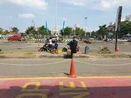 Tegal,Mei 2023. Tegal railway station Drop Zone to pick up and receive visitors who will enter the station area. photo