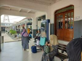Tegal, May 2023. The scene at Tegal train station in the morning. photo