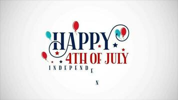 Happy Independence Day Video Animation. 4th Of July National Holiday. Lettering Text Design Footage