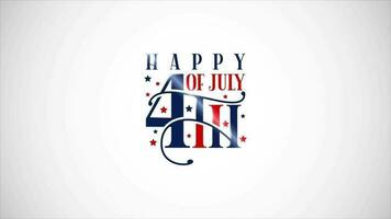 contento independencia día vídeo animación. 4to de julio nacional día festivo. letras texto diseño imágenes video