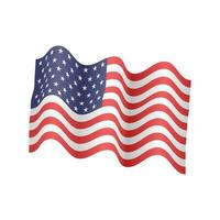american flag fluttering realistic cartoon vector