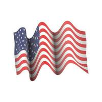 american flag fluttering realistic cartoon vector