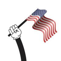 cartoon hand holding american flag vector