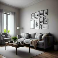 Living room interior. Stylish room interior design. Generative Artificial Intelligence. photo