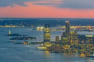 paisaje urbano de jersey ciudad horizonte desde Manhattan Nueva York foto