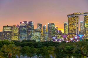 Downtown city skyline at the marina bay, cityscape of Singapore photo