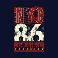 nyc urban denim graphic fashion, typography vector, for t shirt print, casual style vector