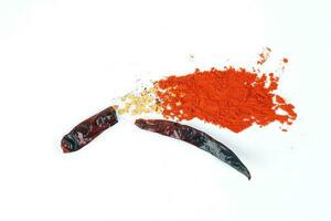 Red hot chili pepper paprika flake spice raw dry powered photo