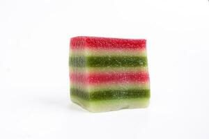 Kuih lapis colourful layer rice cake on white background photo