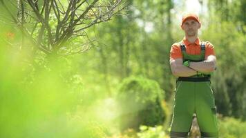 Professional Caucasian Gardener in His 30s. Portrait Footage. video