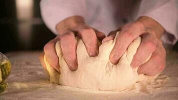 Kitchen Master Chef Making Italian Pasta Dough. Closeup Video. video