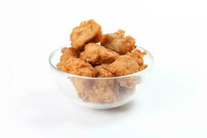 Deep Fried Chicken Wings Drumstick Nuggets Popcorns on white background photo