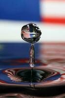 Water droplet drop splash collision dripping pillar Malaysia Flag reflection refraction independence country patriot photo