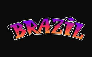 Brasil - soltero palabra, letras pintada estilo. vector mano dibujado logo. gracioso frio trippy palabra Brasil, moda, pintada estilo impresión camiseta, póster concepto