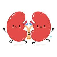 Cute funny running Kidneys. Vector hand drawn cartoon kawaii character illustration icon. Isolated on white background. Run Kidneys concept