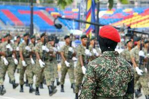 kuala lumpur, Malasia- agosto 27, 2017 independiente cuadrado. lleno vestir ensayo para el malasio independencia día celebracion desfile retenida en agosto 31 cada año. foto