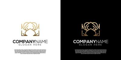 Vector golden crown m letter  logo. Creative logo inspiration