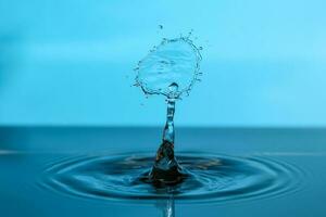 Water droplet drop splash collision dripping pillar reflection refraction photo