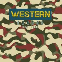 western forces lettering seamless pattern, vector army theme graphic background for print fabric and other use