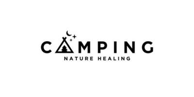 camping logotype with tent icon nature healing and minimalism concept vector