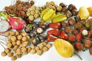 Mix southeast Asian fruit Malaysia Longan Lychee langsat rambutan salak mangosteen mango papaya photo