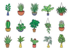 green organic houseplants elements collection set vector