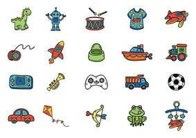 hand draw childhood toy collection vector