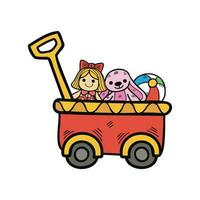 isolate illustration toys in trolley vector