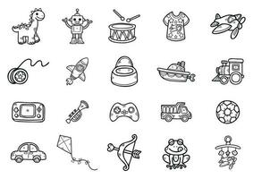 doodle art hand draw childhood boy toy collection vector