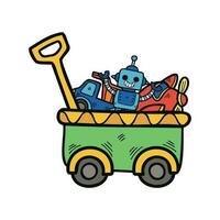 isolate illustration toys in green trolley vector