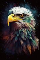 Portrait of an eagle. White-tailed eagle, sea eagle. Bird of prey, Aquarelle, watercolor illustration. . photo