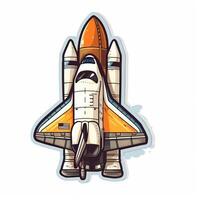 Cartoon rocket space ship take off, isolated illustration. spaceship icon logo. . photo