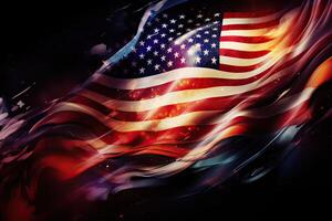 Independence day abstract background with elements of the American flag in dark blue colors. . photo