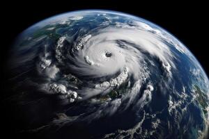 Super Typhoon, tropical storm, cyclone, hurricane, tornado, over ocean. Weather background. Typhoon, storm, windstorm, superstorm, gale moves to the ground. . photo