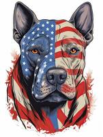 Dog illustration american flag with t-shirt design. Happy 4th Of July USA Independence Day. . photo