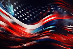 independencia día resumen antecedentes con elementos de el americano bandera en oscuro azul colores foto