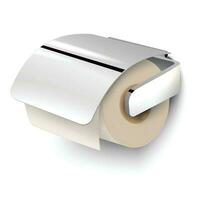 3d realistic vector icon illustration of toilet paper with metal handle, isolated on white background.