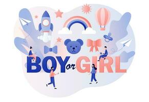 Gender reveal party. Boy or Girl. Baby shower celebration. Modern flat cartoon style. Vector illustration on white background