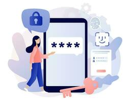 Duo authentication. Verification code message for secure login or sign in on smartphone screen. Two factor verification. Modern flat cartoon style. Vector illustration on white background