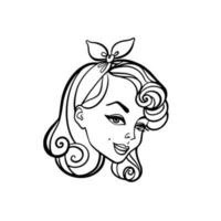 Pin up style surprised woman, pop art girl portrait, vector illustration coloring book