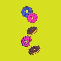 Set of vector bright tasty donuts.  Set of donuts for National donut day