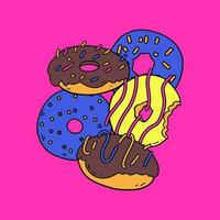 Set of vector bright tasty donuts.  Set of donuts for National donut day