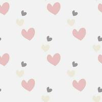 Seamless pattern with hearts shape in pastel pink color on white background vector