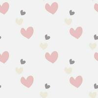 Seamless pattern with hearts shape in pastel pink color on white background vector